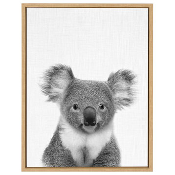 Sylvie Koala Bear Portrait Framed Canvas Wall Art, Natural, 18x24
