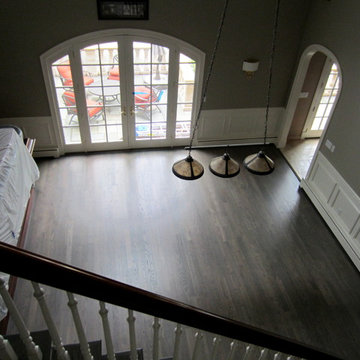 NISSEQUOGUE:  CUSTOM GREY STAIN ON RED OAK - BONA TRAFFIC HD POLY