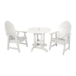 Highwood USA - Hamilton 3-Piece Round Dining Set, White - Outdoor Dining Sets