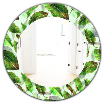Designart Tropical Mood Foliage 10 Frameless Oval Or Round Wall Mirror, 32x32