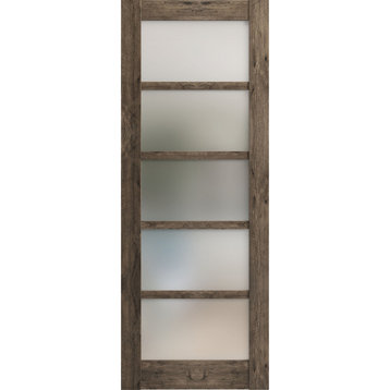 Slab Barn Door Panel 42 x 84 | Quadro 4002 Cognac Oak | Frosted Glass