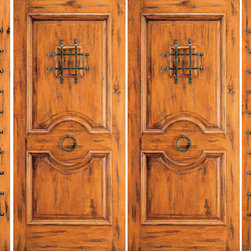 Exterior Prehung Double Door with Two Sidelites, Alder, Speakeasy - Front Doors