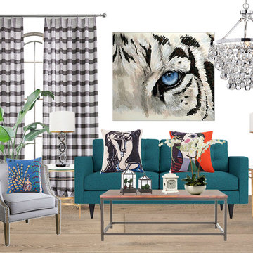 Transitional living room - Free Interior Custom Design