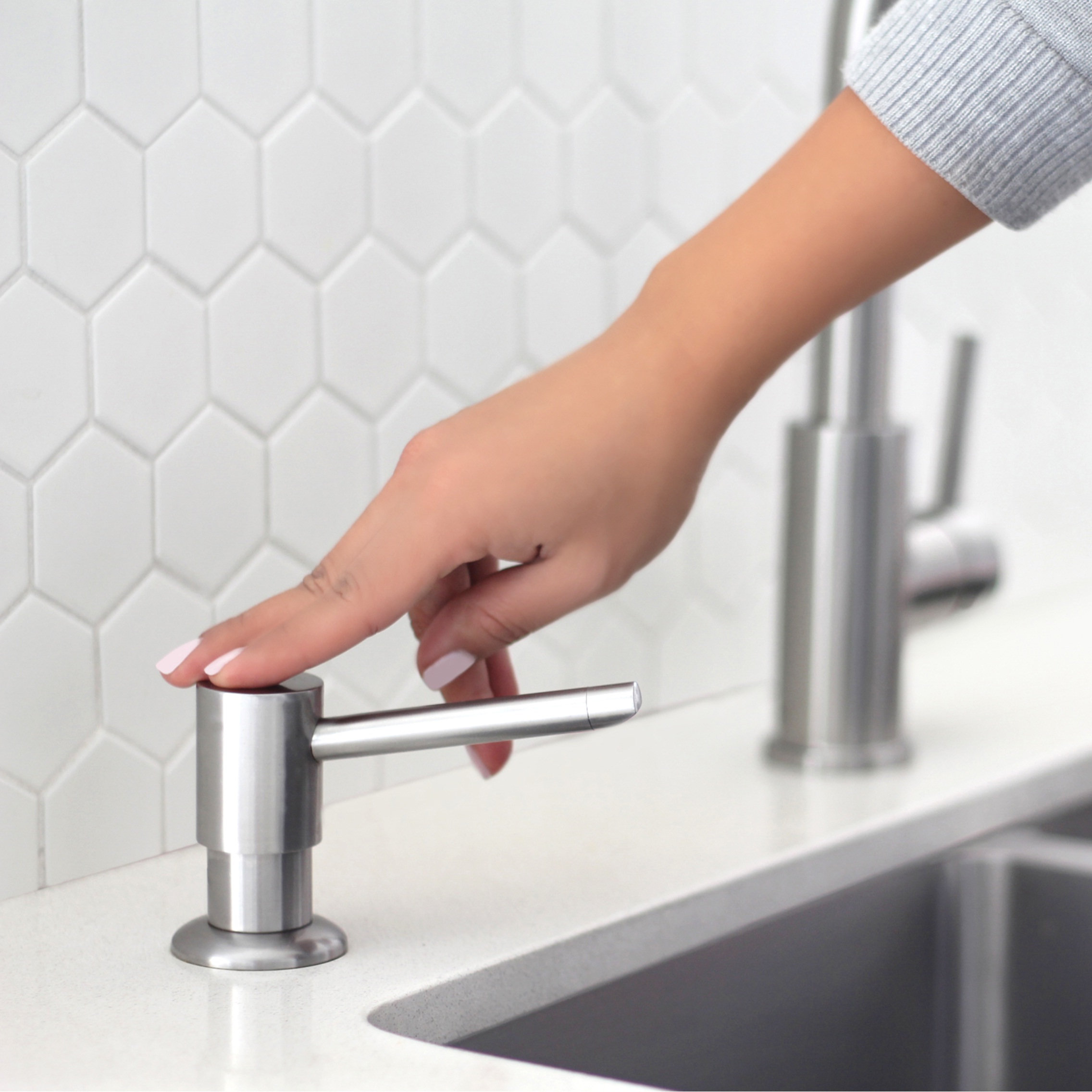 Stylish Pull Down Kitchen Faucet + Soap Dispenser Stainless Steel Finish