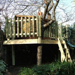 Large treehouse with large slide - Outdoor Playhouses