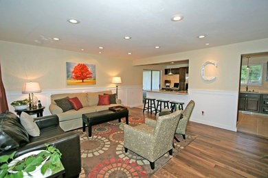 Example of a trendy living room design in Denver
