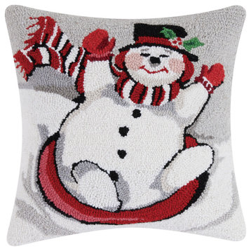 Sledding Snowman Hook Pillow