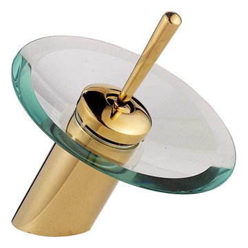Waterfall Faucet Single Hole Brass 7" Clear Glass