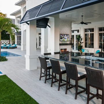 Travertine Pool Deck & Granite Bar Top