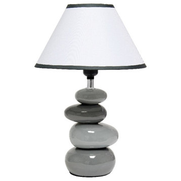 Creekwood Home Priva 14.7" Contemporary Ceramic Stacking Stones Table Lamp Gray
