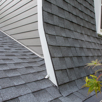 Naperville home with renovated exterior and gambrel roof.