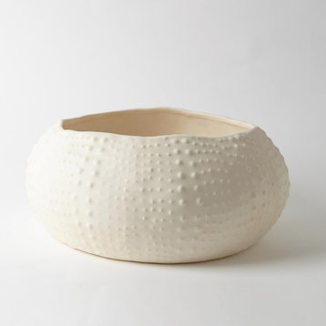 Ceramic Urchin Bowl, Matte White, Large