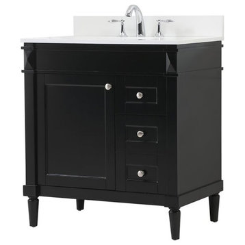 Elegant Decor Bennett 32" MDF Single Bathroom Vanity with Backsplash in Black