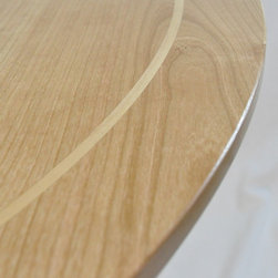Cherry Pedestal Table with Maple Inlay - Dining Tables