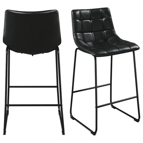 Seth 25" Distressed Black Counter Stool, Set of 2