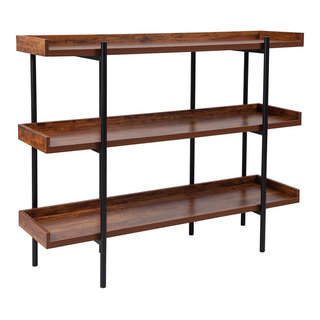 Kate and Laurel Walters Wood and Metal 3-Tier Shelving - 21x32 - Black