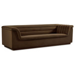 Meridian Furniture - Cascade Upholstered Set, Brown, Velvet, Sofa - Add instant modern pizzazz to your living room or den with this Cascade velvet fabric sofa. Upholstered from top to bottom in soft brown velvet upholstery, this chic sofa adds contemporary flair to any space you choose to use it in. Curved arms and a sleek profile make this sofa beautiful to behold while deep channel tufting adds to its long-term durability and adds a textural feel. Thickly padded arms, back and seat make this chair perfect for curling up in while watching TV or reading the latest bestseller.
