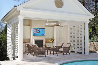 Inspiration for a timeless pool house remodel in Atlanta