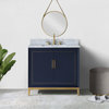Gracie Bathroom Vanity, Pacific Blue With Carrara Marble, 36"