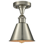 Innovations Lighting - 1-Light Dimmable LED Smithfield 7" Semi-Flush Mount, Brushed Satin Nickel - A truly dynamic fixture, the Ballston fits seamlessly amidst most decor styles. Its sleek design and vast offering of finishes and shade options makes the Ballston an easy choice for all homes.