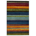 Mohawk Home - Mohawk New Wave Rainbow Multi, 3'9"x5' - Rendered in a variety of versatile color palette options, the Mohawk Home Rainbow Area Rug features brushstroke inspired stripes that instantly bring any space to life. Flawlessly finished, this collection features bold color clarity and richly defined details with the dependable durability needed for busy households. The dense pile is created with a premium wear dated nylon yarn that provides sumptuous softness and proven stain resistance power while the durable latex backing offers precise placement during daily wear and tear. This area rug is available in runners, scatters, 5x8, 8x10, and other popular area rug sizes, making it ideal for any indoor space, including the living room, dining room, bedroom, office, hallways, entryways, and more.