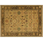 Bareen's Designer Rugs - Lizzette Ivory/Green Wool Rug, 4'2 x 5'11 - An invigorating oriental rug with distinctive motifs and wide-ranging pallet of warm colors, this geometric hand knotted masterpiece is a breath-taking addition to any decor. The intricate detail and stunning use of color gives it the unique appeal of a one-of-a-kind piece. Known for its versatility, vegetable dye, and high knot count, this rug is an excellent addition to any decor due to their artistic individuality and enduring appeal.
