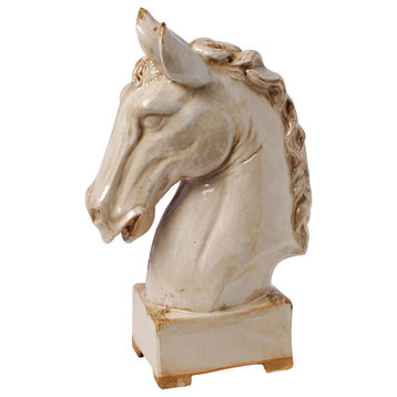Horse Decorative Object or Figurine, Crackled White