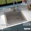 Karran Drop-In Quartz 25" 1-Hole Single Bowl Kitchen Sink, Concrete