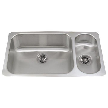 Noah's Collection Brushed Stainless Steel Double Bowl Undermount Disposal Sink
