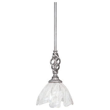 Elegante 1-Light Mini Pendant with Hang Straight Swivel, Aged Silver/Italian Ice
