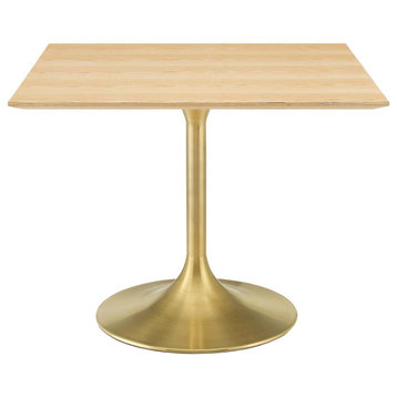 Lippa 40" Square Wood Dining Table, Gold Natural