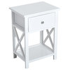 HOMCOM 22" Traditional Wood Accent End Table With Storage Drawer - Flat White