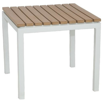 Riviera Outdoor Faux Wood End Table, White