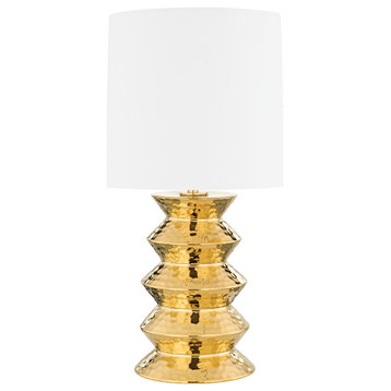 Mitzi HL617201B-AGB/CGD Zoe 1 Light Table Lamp in Aged Brass Ceramic Gold