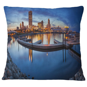 Milwaukee Panoramic View Cityscape Photo Throw Pillow, 16"x16"