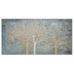 Renwil - Unknown Meadow Wall Art - Beautiful blues and silvers create a unique 100% hand-painted forest scene. This piece would look amazing in a Transitional-style home. This wall art makes a grand statement in a living room, bedroom or entryway.