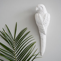 White Ceramic Wall Parrot - Wall Sculptures
