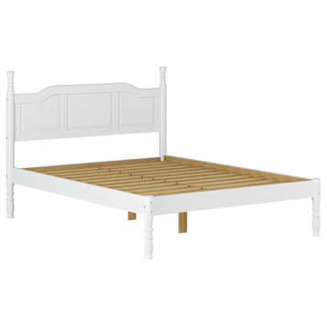 Kyle Platform Panel Bed, White, Queen