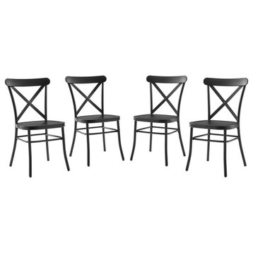 Pemberly Row 18.5" Metal Dining Chair in Matte Black (Set of 4)