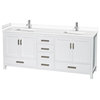 Wyndham Collection Sheffield 80" Wood Double Bathroom Vanity in White
