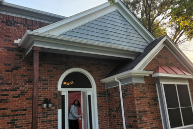 This is an example of a craftsman porch design.