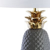 Pineapple 23'' Classic Vintage Ceramic LED Table Lamp, Gray/Gold