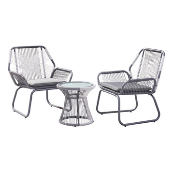 Hailey Outdoor 3 Piece Faux Rattan Chat Set