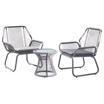 Hailey Outdoor 3 Piece Faux Rattan Chat Set