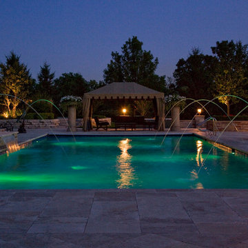 Lake Forest, IL Swimming Pool and Raised Hot Tub with Laminar Fountains