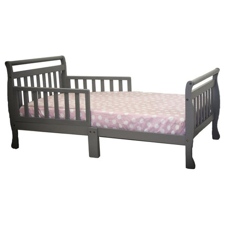 AFG Baby Furniture Anna Solid Wood Toddler Bed with Guardrails in Gray