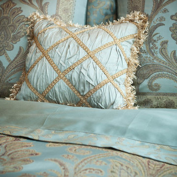 Bedroom Custom Bedding/Pale Blues with Cream