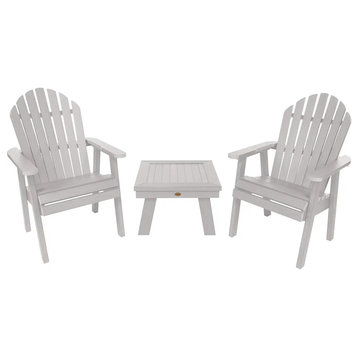 3 Piece Patio Lounge Set, Adirondack Chairs & Slatted End Table, White