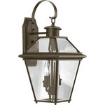 Progress Lighting - Burlington 2-Light Med Wall Lantern, Antique Bronze - The Burlington outdoor collection is constructed from aluminum for durable, weather-resistant performance. A Brushed Nickel or Antique Bronze finish complements the clear beveled glass. Open bottom design allows individuals to replace lamps without removing any pieces.