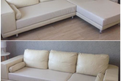 Réfection de l'assise d'un canapé contemporain